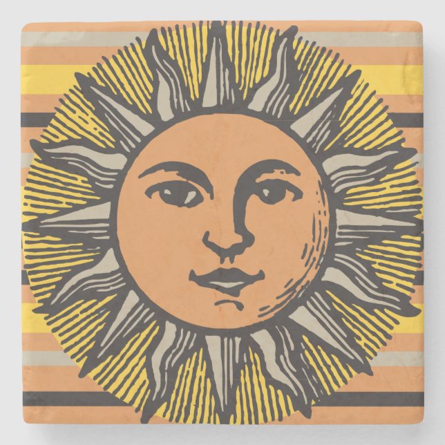 Vintage Sonnenfläche Steinuntersetzer (Vorderseite)