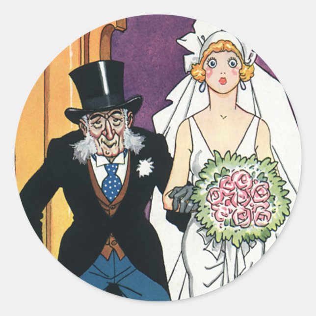 Vintage Sonnenhochzeit, Mai-Dezember-Romance Runder Aufkleber (Vorderseite)