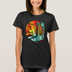 Vintage-Sonnenuntergang-Cowgirl-Stiefel Schieb Es T-Shirt