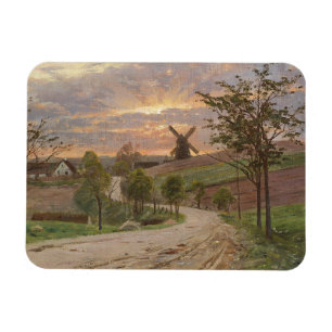 Vintage-Sonnenuntergang-Landschaft mit Windmühlen- Magnet