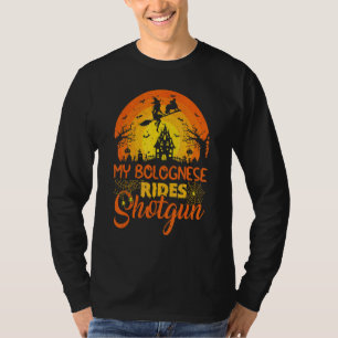 Vintage-Sonnenuntergang Mein Bologneser Hund fährt T-Shirt