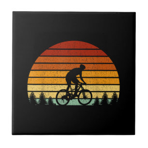 Vintage-Sonnenuntergang-Mountainbike-Geschenk für  Fliese