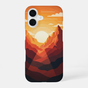 Vintage-Sonnenuntergang über den Bergen iPhone 16 Hülle