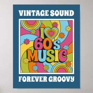Vintage Sound Forever Groovy 60er Musik Inspiratio Poster