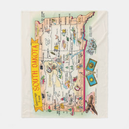 Vintage South Dakota Map Fleece Throw