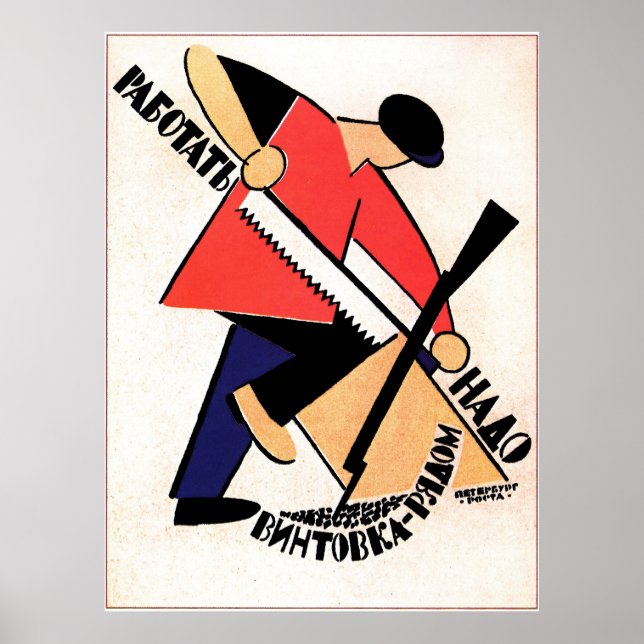 Vintage sowjetische Arbeiter Propaganda Poster (Vorne)