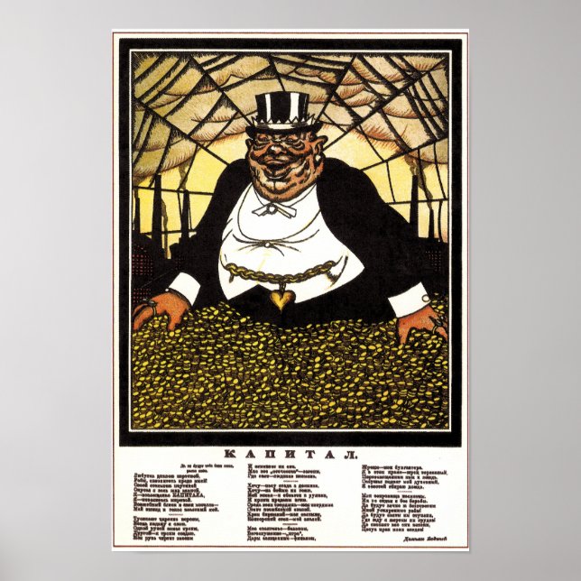 Vintage sowjetische UdSSR AntikapitalPropaganda Poster (Vorne)