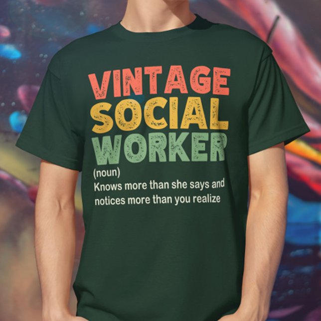 Vintage Sozialarbeiter-Mitarbeiterin Funny Social  T-Shirt (Von Creator hochgeladen)
