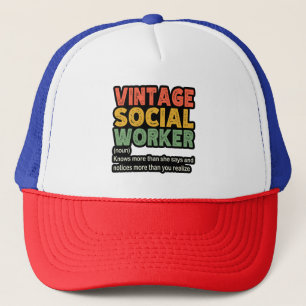 Vintage Sozialarbeiter-Mitarbeiterin Funny Social  Truckerkappe