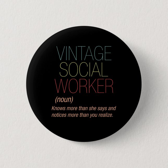 Vintage Sozialarbeiterspende Button (Vorderseite)