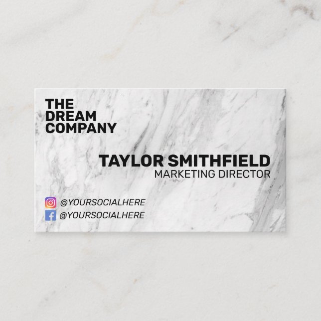 VINTAGE SOZIALE MEDIA MARBLE BUSINESS CARD VISITENKARTE (Vorderseite)