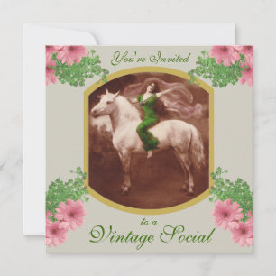 Vintage Sozialeinladung mit romantischer Postkarte