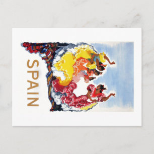 Vintage-Spanien-Flamenco-Tänzer-Reiseposter Postkarte