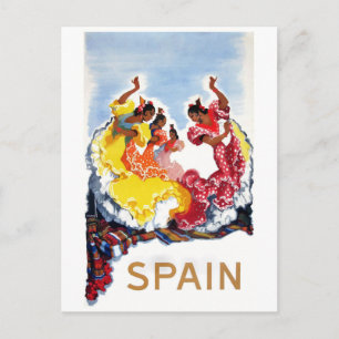 Vintage-Spanien-Flamenco-Tänzer-Reiseposter Postkarte