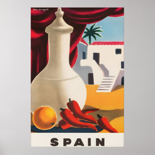Vintage Spanien Reiseplakat Mittelmeer Stillleben Poster