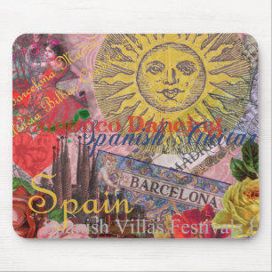 Vintage Spanien Sonnenschein Reise Collage Retro E Mousepad