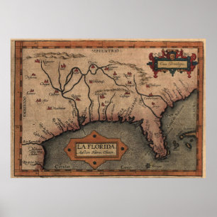 Vintage Spanische Karte von Florida Discovery (158 Poster