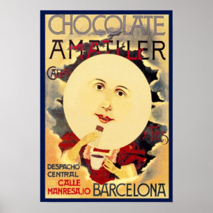 Vintage spanische Schokoladen-Anzeige Poster