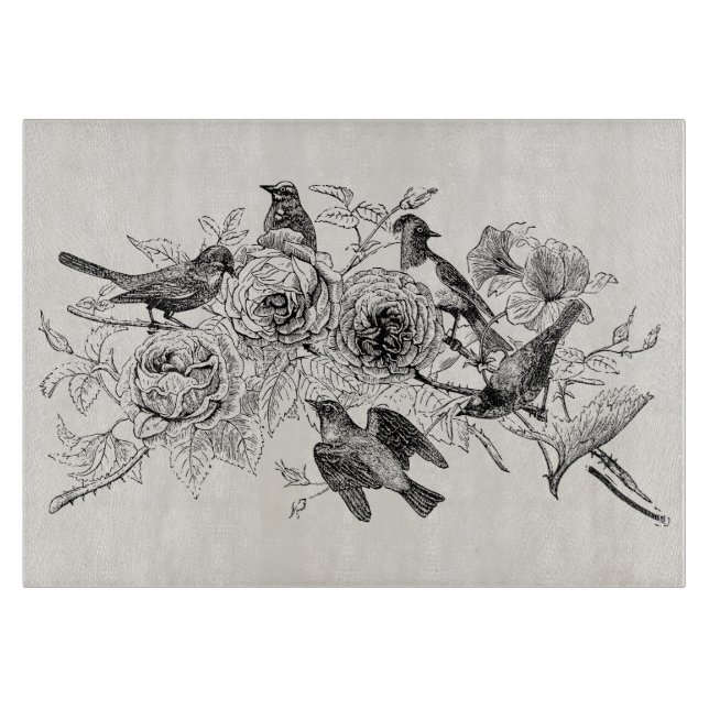 Vintage Spatzen-Vogel-personalisierter Schneidebrett (Vorderseite)