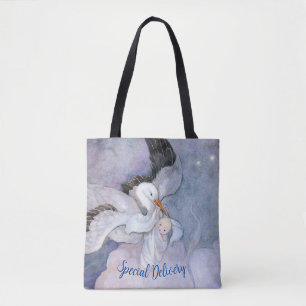 Vintage Special Delivery Storch Baby Shower Tasche