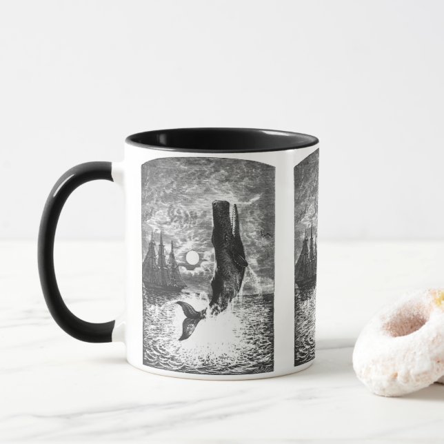 Vintage Spermienwale, Meerestiere Tasse (Mit Donut)