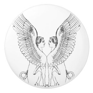 Vintage Sphinx-Abbildung Keramikknauf