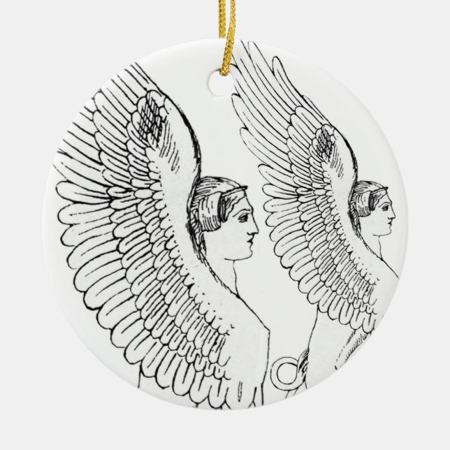 Vintage Sphinx-Abbildung Keramikornament (Vorne)