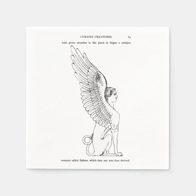 Vintage Sphinx-Illustration Serviette (Vorderseite)
