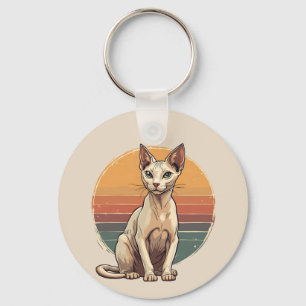Vintage Sphynx-Katzenmutter Retro-Kunst Schlüsselanhänger