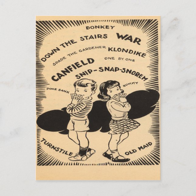 Vintage Spiele Postkarte (Vorderseite)