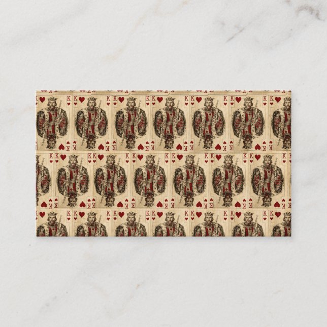 Vintage Spielkarte-Collage König-Hearts Visitenkarte (Vorderseite)