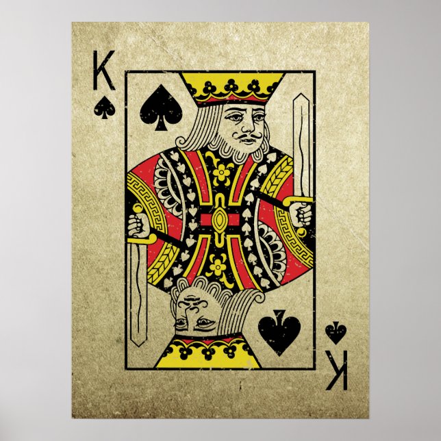 Vintage Spielkarten des Königs der Spades Poster (Vorne)