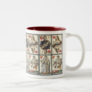 Vintage Spielkarten - Könige und Königinnen der Zweifarbige Tasse
