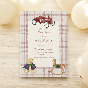 Vintage-Spielzeugauto Teddy-Bär-Baby-Party Einladung