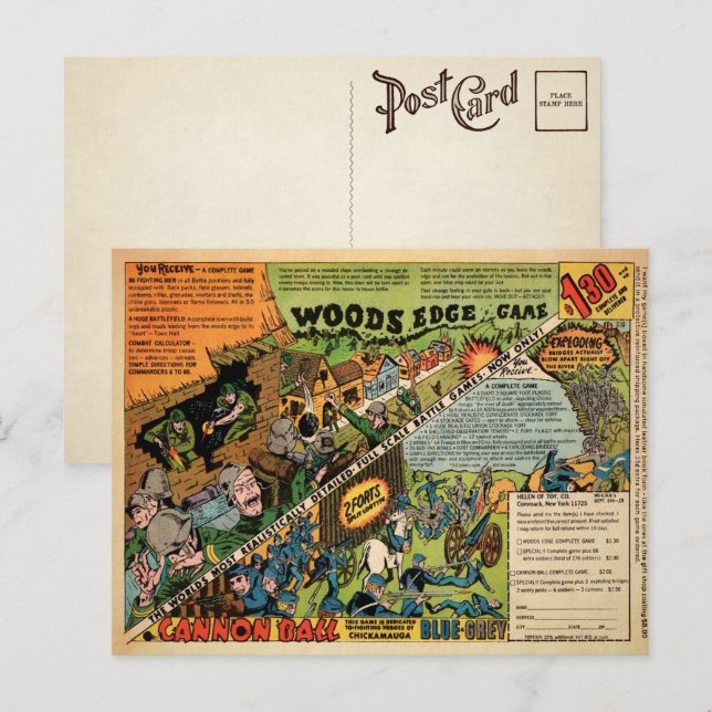 Vintage Spielzeugsoldaten Spielzeug und Postkarte (Vorne/Hinten)