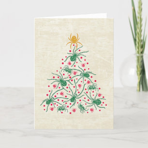 Vintage-Spinnen-Weihnachtsbaum Feiertagskarte