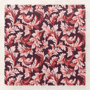 Vintage Spiral Barock Blätter, texturiert. Glasuntersetzer