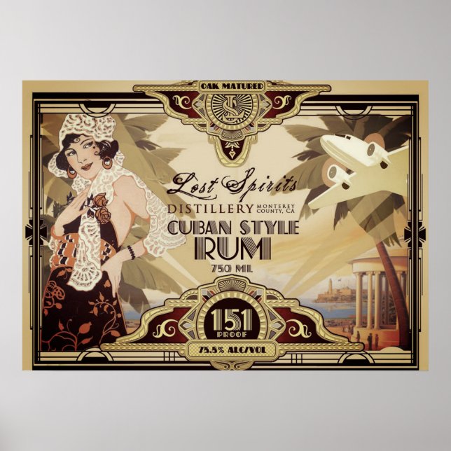 Vintage Spirituosen Reiseplakat Poster (Vorne)