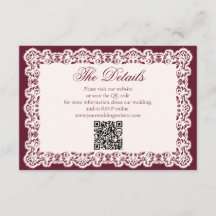Vintage-Spitze-Burgunder-Hochzeitswebsite-QR-Code