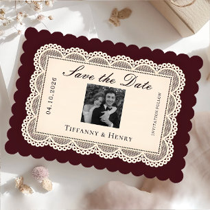 Vintage-Spitze Burgunderrot Heiraten Sie