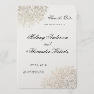 Vintage-Spitze Elegant Goldfolie Save the Date