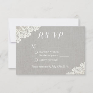 Vintage Spitze-elegantes rustikales Hochzeit RSVP Karte