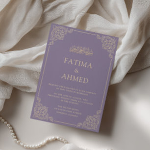 Vintage-Spitze Gold Flieder Lavendel Muslimische H Einladung