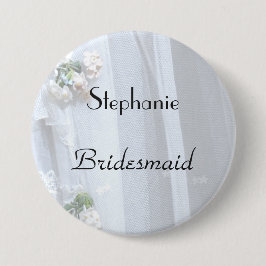 Vintage Spitze, Name, Bridesmaid Button-Button Button