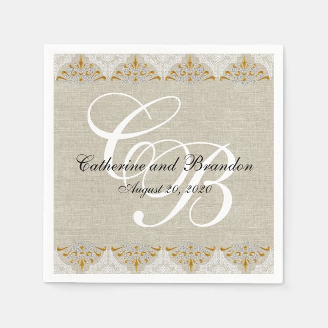 Vintage Spitze-rustikale Serviette (Vorderseite)