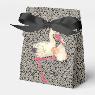 Vintage-Spitze und Storch-Baby-Party Geschenkschachtel