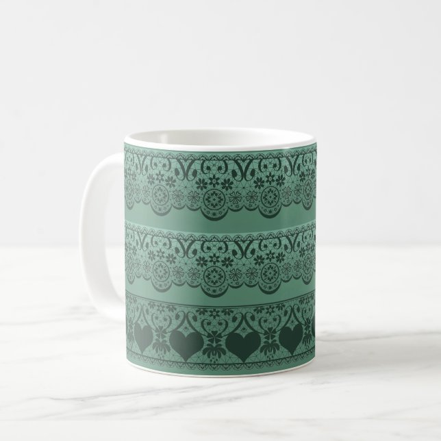 Vintage Spitzen-Grünflächen für Dekoration Kaffeetasse (Vorderseite Links)