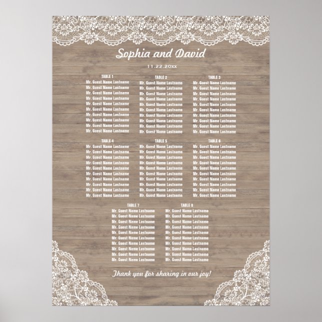 Vintage Spitzen-Hochzeitskarte Poster (Vorne)