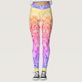 Vintage Spitzen in hellen, warmen Regenbogenfarben Leggings
