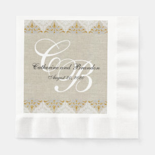 Vintage Spitzen Linen Rustikales Hochzeitspapier N Serviette